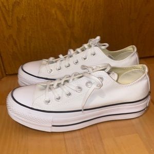 White Platform Low Top Converse 7.5